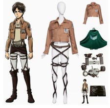 Attack on Titan Eren Mikasa Levi Scout Regiment Cosplay Uniforms Cloaks Gear New