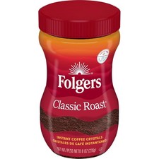 Folgers Classic Roast Plant Based Smooth Quick Brew Instant Coffee Jar - 8 Oz