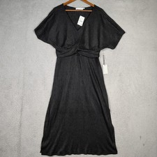 ASTR Floret Studios Maxi Dress Women's XL Black Twisted-Front Kimono Sleeve NWT