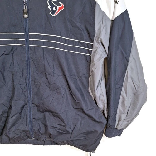 NFL Team Apparel Reebok Mens XL Houston Texans Rain Wind Breaker Jacket Zip Up image 6