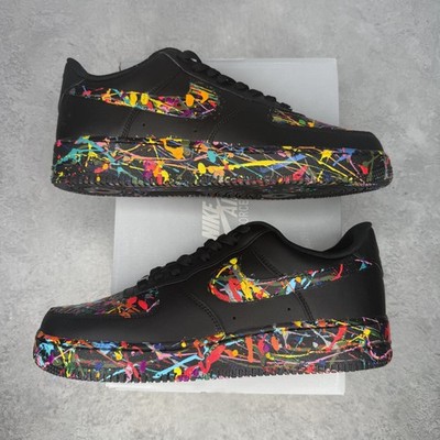 Nike Air Force 1 Low '07 Black Paint Splatter customs 11M/12.5W