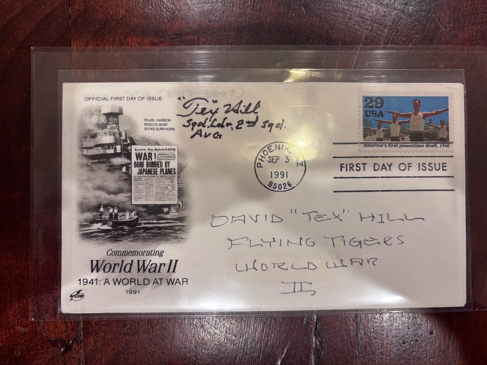 Pilot DAVID "TEX" HILL Signed Cover Flying Tigers WW II !!