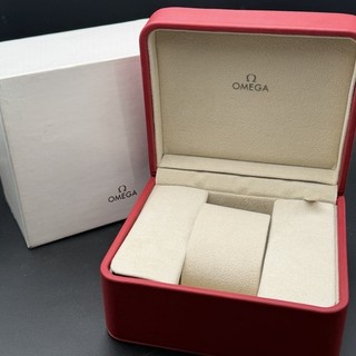 OMEGA WATCH BOX RED LEATHER STYLE INNER OUTER BOX CUSHION 5X5 VINTAGE