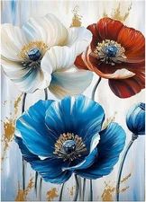 MEIYUDA Flowers Diamond Painting Kits for Adults, 5D Vintage 30x40cm, l 