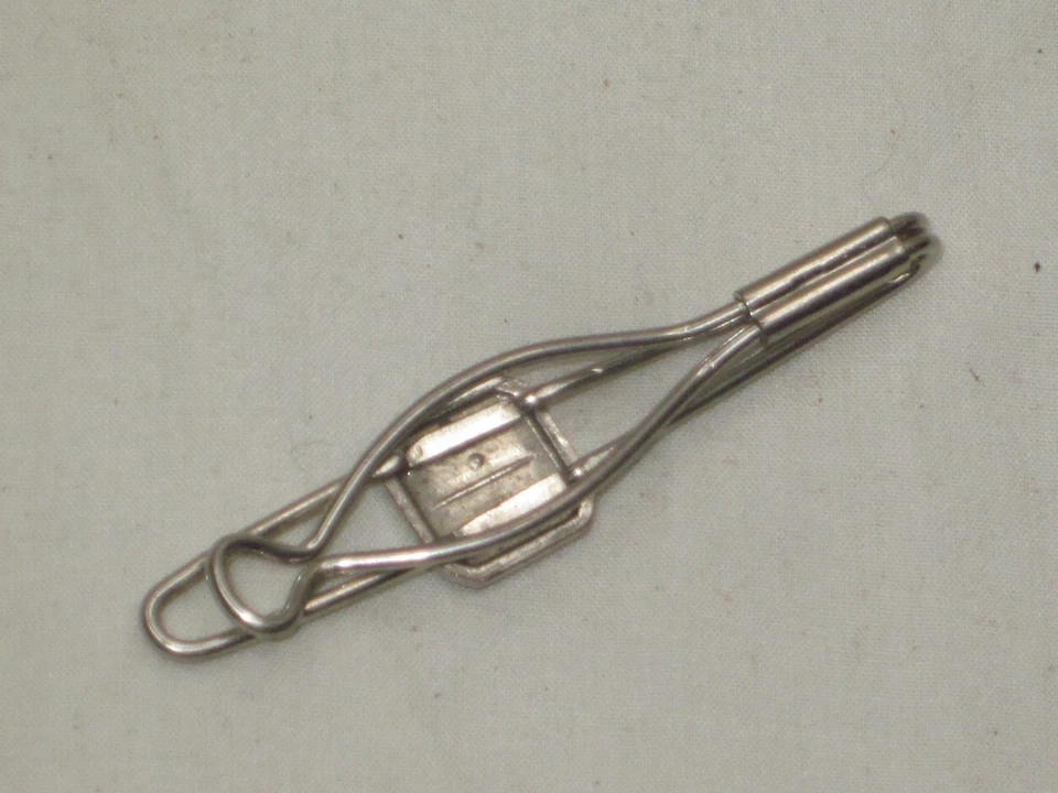 Clip de broche de barra de corbata vintage metal azul esmalte detallado letra B Foto 4 de 4