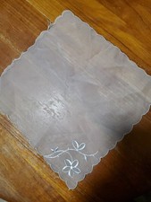 Bridal Handkerchief Delicate Scalloped Edges Embroidered