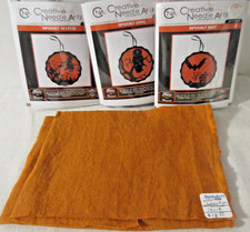 3 Creative Needle Arts SPOOKY, WITCH, OWL BAT Ctd Cross Stitch KITS w/ WDW Linen