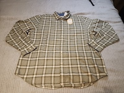 Tommy Bahama NWT Mens Large  Tea Leaf Plaid Long Sleeve Button Up Shirt