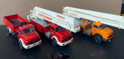 1/87 Preiser H0 Konvolut MB Langhauber Demag Kran/Hubsteiger Feuerwehr kommunal