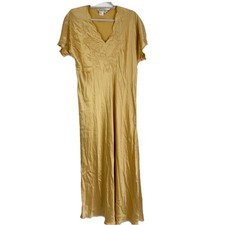 Vintage WinterSilks 100 Silk Slip Long Dress Gown Gold Large Quiet Luxury Money