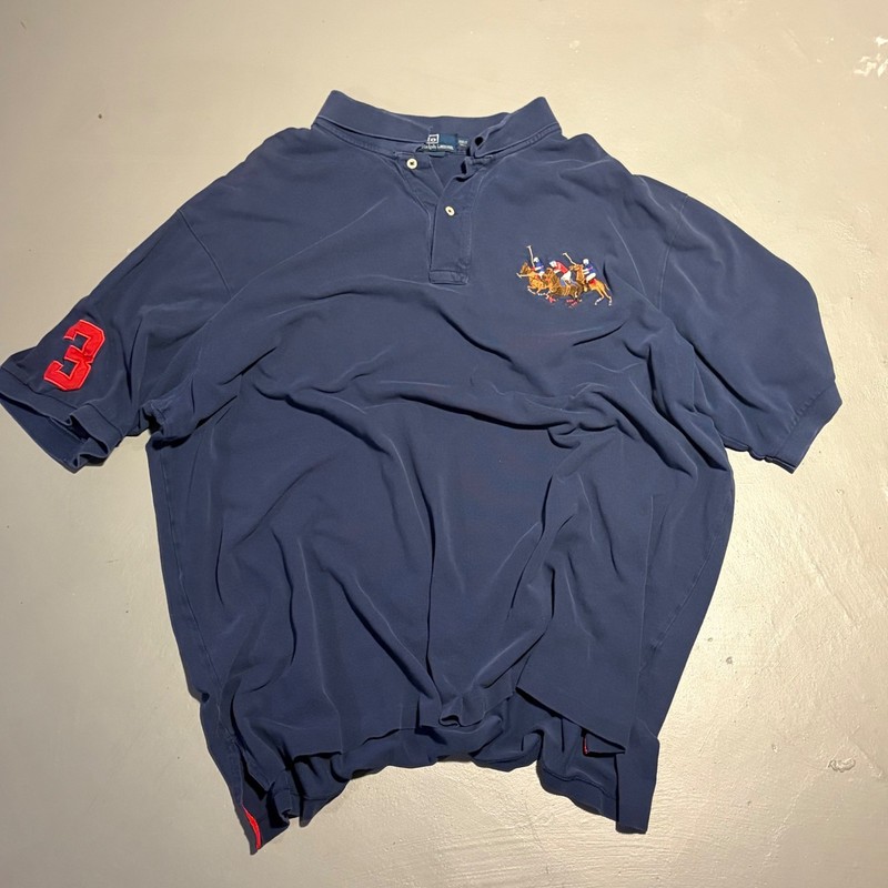 Ralph Lauren Navy Blue Triple Pony Polo Shirt size xxxl 
