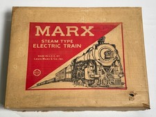 Vintage MARX STEAM TYPE ELECTRIC TRAIN Official Box see Photos 5 Pieces Extras