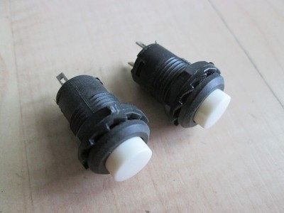 Lot(2) White Push Button Switch 1/2'' On-Off Latching 3A 125VAC 0.3A 12VDC #E35AF