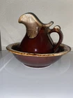 Hull Pottery Brown Drip Glaze Pitcher and Bowl