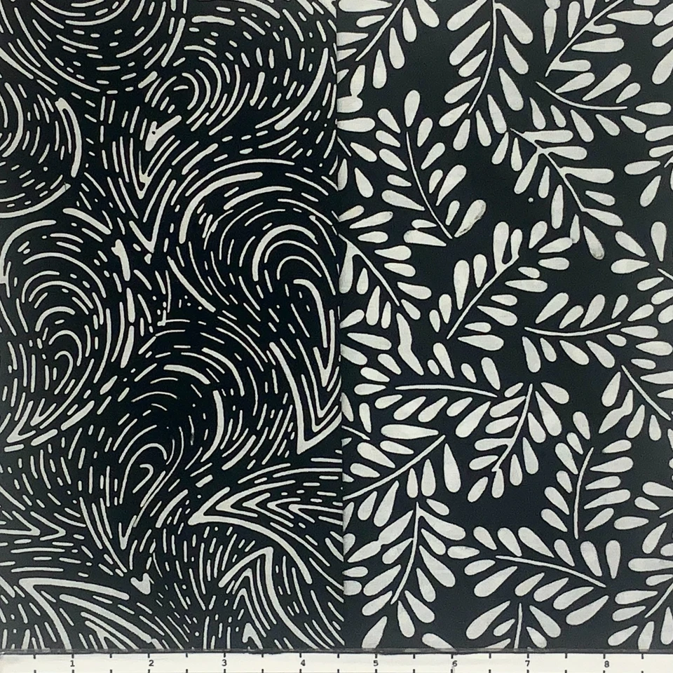 批量 10 件 Fat Quarters 黑白自然 #2 蜡染 Lunn 织物 FQ 包 棉 — 第 2/4 张图片