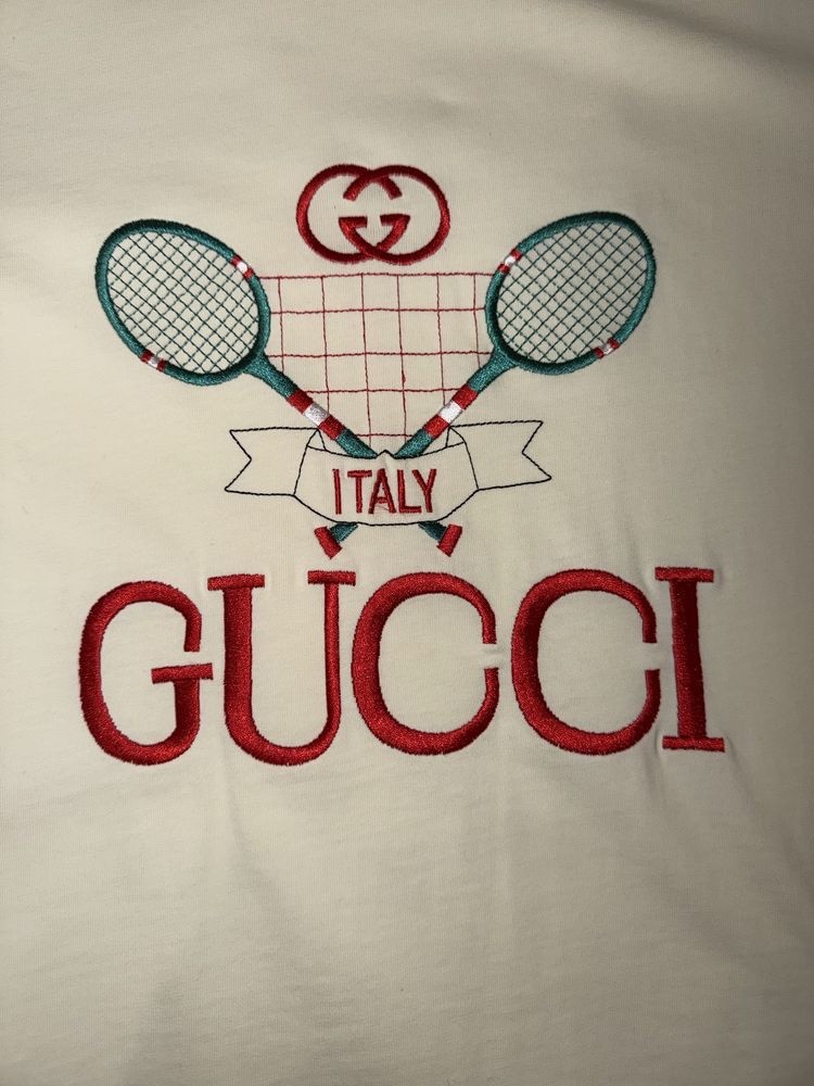 Gucci Tennis Embroidery Oversized T-Shirt in Off-White | eBay