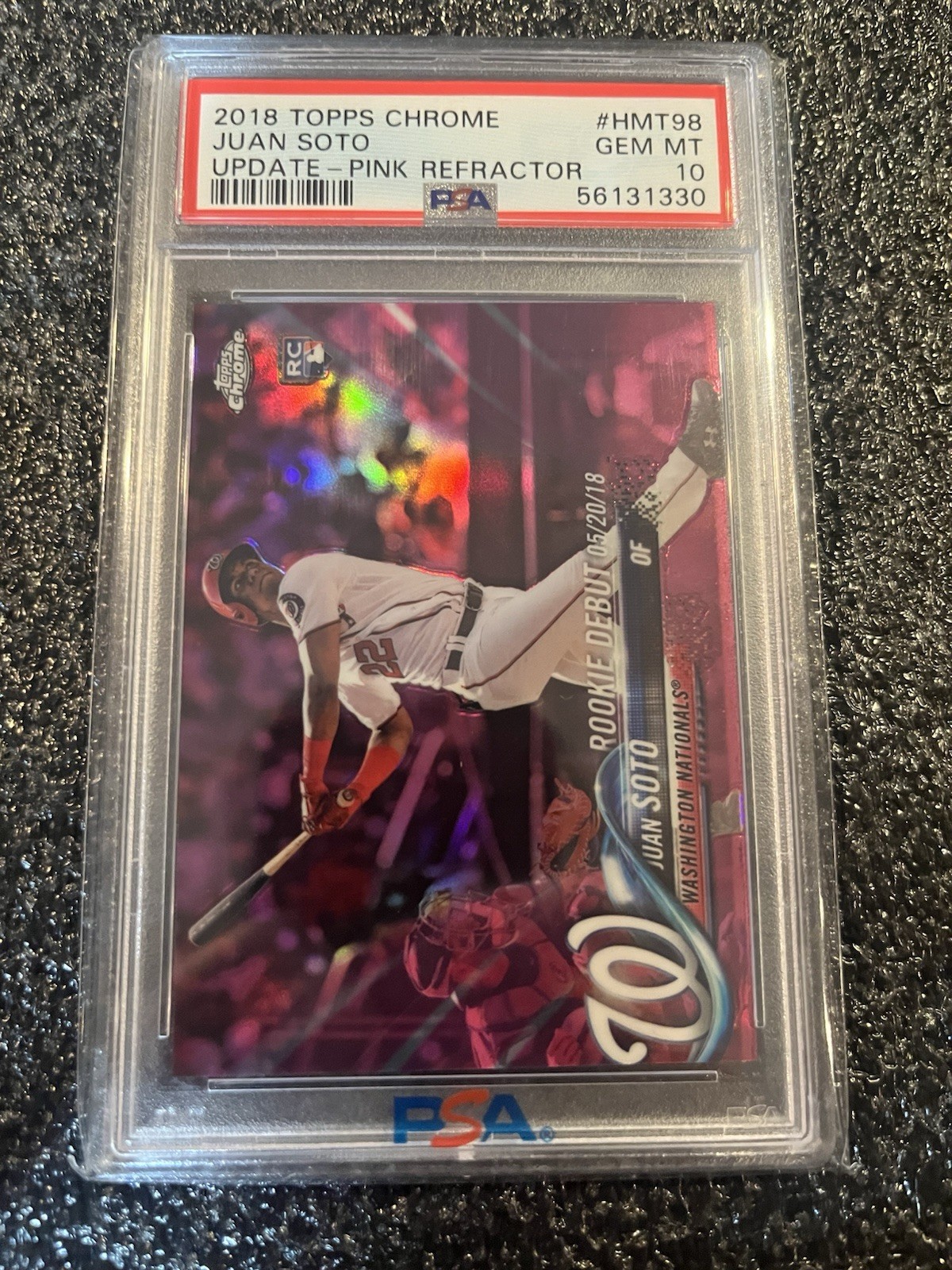 2018 Topps Chrome Update #HMT98 Juan Soto Pink Refractor RC PSA 10 GEM MT