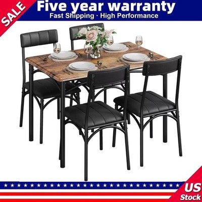 Dining Table Set for Kitchen Table and Chairs Metal and Wood