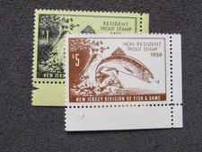 1959 S#NJT14 & D2K US New Jersey residents & Non Fish game trout div MNH OG XF