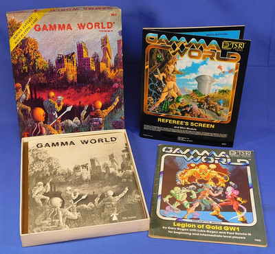 GAMMA WORLD 1978 1ST EDITION STARTER SET PLUS REFEREE'S SCREEN & LEGION OF GOLD