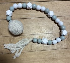 Decorative 20  Wooden Bead Garland Blue And White