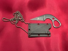 KA-BAR TDI Tactical Neck Knife w/ Sheath & Chain – Made in Taiwan – Excellent