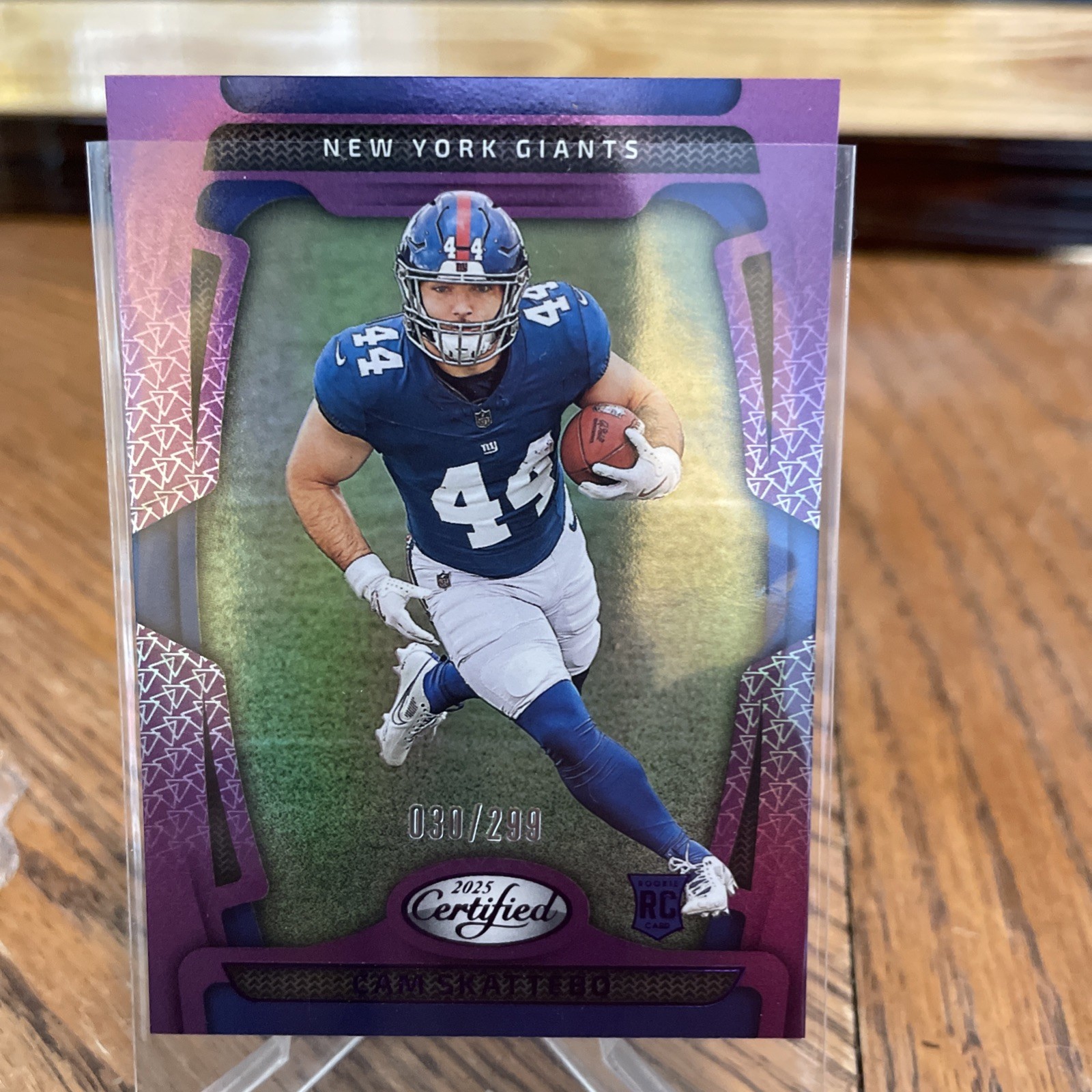 2025 Panini Certified - Rookies Cam Skattebo #105 Mirror Purple /299 (RC)