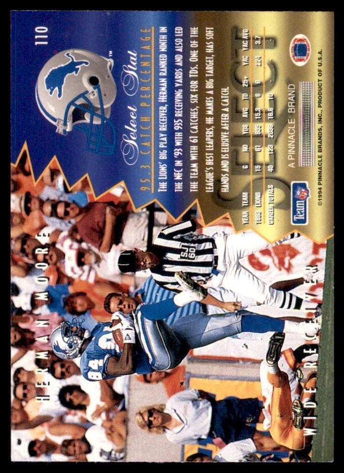 1994 Select - Herman Moore #110 - Image 2 of 2
