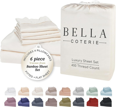 Luxury Bamboo Viscose King Sheet Set - Cooling, Soft & Hypoallergenic Ivory