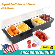 Condiment Serving Container Chilled Garnish Station Tray Bar Fruit Caddy 5-Grids