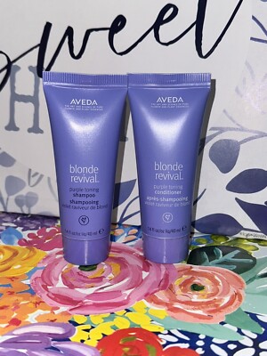 NEW Set of Aveda Blonde Revival Purple Toning Shampoo & Conditioner Travel Size