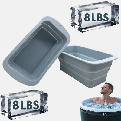 2 Extra-Large Collapsible Ice Block Mold with Lid   16lbs Capacity
