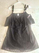 Womans New Black Lined Lace Dress Adjustable Spaghetti Straps NWT Sz L/XL