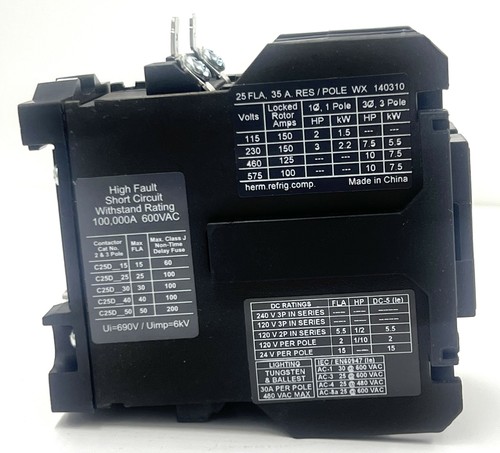 Contactor Eaton C25DRE325B-GL 3 polos 25A/40A 575 VAC, bobina 208-240 V, carril DIN - Imagen 2 de 5