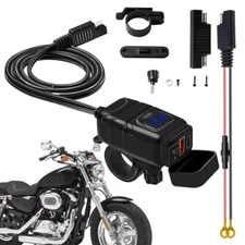 Motorcycle Charger SAE to Dual USB Type C PD&QC3.0 for Phone GPS Waterproof 48W