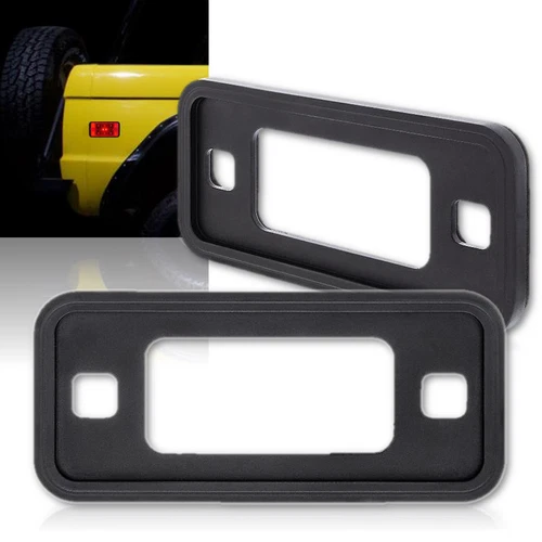 Matte Black Aluminum Side Marker Light Lens Bezel Pair for 1970-77 Ford Bronco - Picture 1 of 11