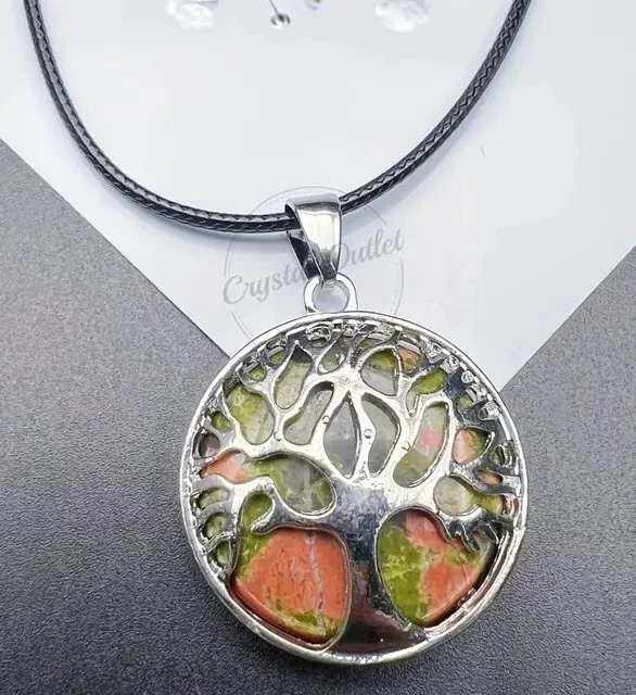 Juego de joyas pendientes de gancho de plata esterlina Unakita multicolor celta Tree of Life Foto 2 de 4