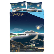 COMPLETO LENZUOLA MATRIMONIALI GOLFO DI NAPOLI NOTTE SET LENZUOLA FEDERE 100% CO