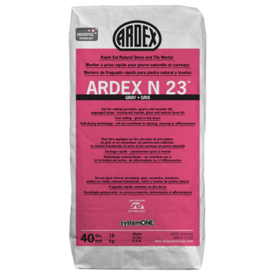 ARDEX N 23 MICROTEC Rapid Set Natural Stone and Tile Mortar, Gray, 40 lbs Bag