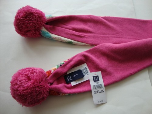 GAP KIDS Pink Fair Isle Fleece Lined Pom Pom Scarf Girl NWT - Winter Holiday - Picture 5 of 10