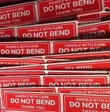 50 DO NOT BEND HANDLE WITH CARE Stickers 1" x 3"  Pack of 50 USPS Ship