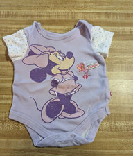 Vintage Disney Baby Girl Size Newborn 100 Cotton Purple Minnie Mouse Romper