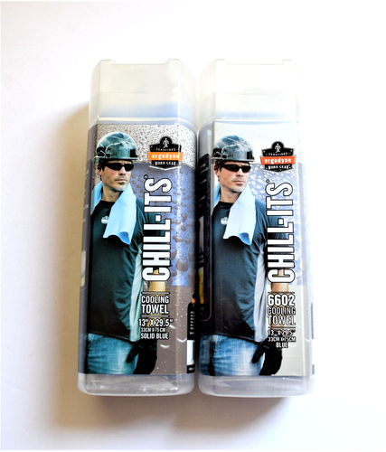 2 x Ergodyne Chill-Its Cooling Towels 6602 13" x 29.5" Blue New/Sealed  - Picture 1 of 4