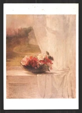 Flowers on Window Ledge John La Farge Vtg Continental Postcard
