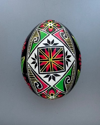 Pysanka, Pysanky, Osterei Kunst geschrieben & gefärbt auf Henne Schale mehrfarbig #M25j - Bild 2 von 6