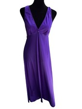 Vintage Vanity Fair Royal Purple Slip Maxi Dress Long Negligee Nightgown Medium