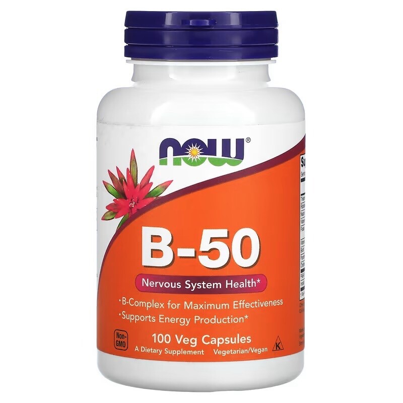 NOW Foods B-50 complément alimentaire système nerveux et métabolisme en gélules