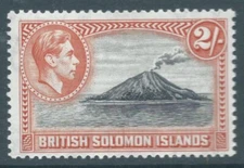 BRITISH SOLOMON IS 1939 GVI SG69 2/- black & orange unmounted mint. Cat £18