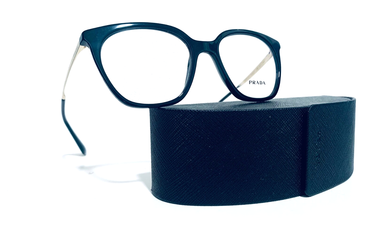 PRADA VPR 11T 1AB-1O1 BLACK GOLD CAT EYE RX EYEGLASSES 51-17-140