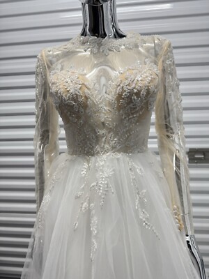 Missacc Petite S Wedding Gown A Line Ball Bridal Gown Beaded Mesh Top Long Sleev | eBay Missacc Petite S Wedding Gown A Line Ball Bridal Gown Beaded Mesh Top Long Sleev | eBay